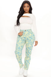 Mod Babe Swirl Print Slim Straight Leg Jeans - Blue/combo Ins Street